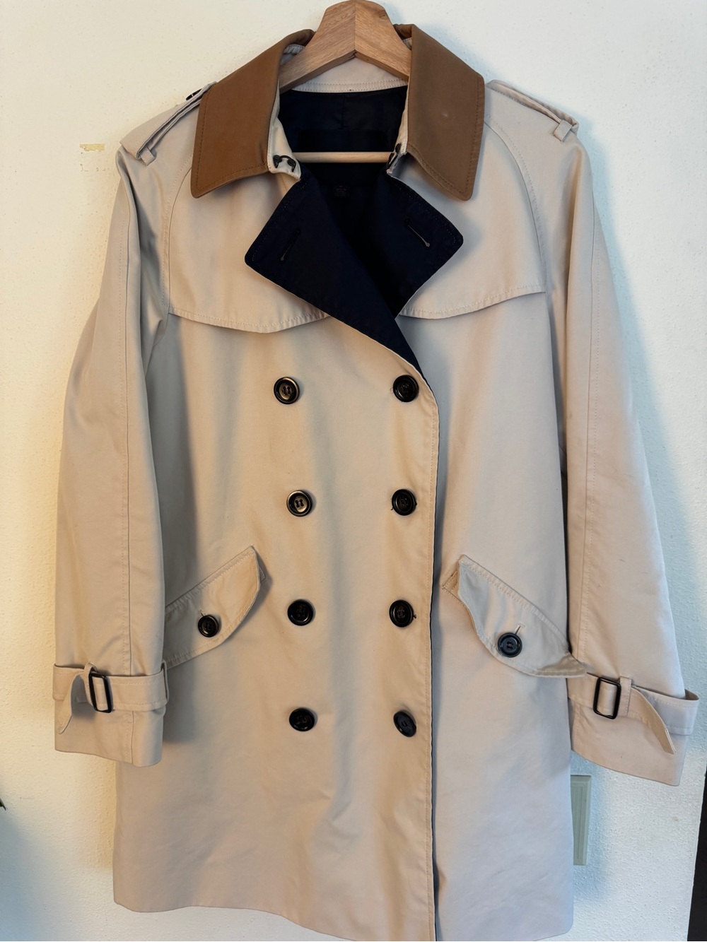 Coach Beige Trench Coat with Brown Collar